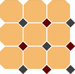 Top Cer 4421 OCT14+20-A Ochre Yellow OCTAGON 21/Black 14 + Brick Red 20 Dots 30x30 см